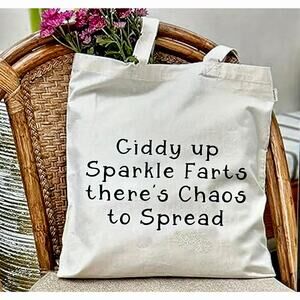 Tote Bag Funny Gift Shoulder Canvas Giddy Up Sparkle Farts